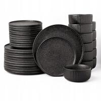 Обеденное Обслуживание 12 Человек Минималистский Для Посудомоечной Машины Набор Тарелок Черный