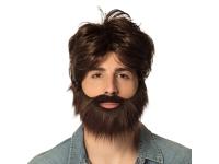 Коричневый мужской парик с бородой
