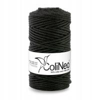 Sznurek do makramy 3 mm pleciony 100% bawełniany 100 m czarny ColiNea