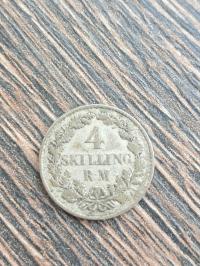 Dania 4 Skilling 1854, Srebro