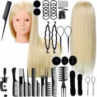 GŁÓWKA GŁOWA TRENINGOWA FRYZJERSKA DO CZESANIA ZESTAW BLOND GRZEBIENIE