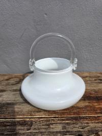 Wazon koszyk, szkło warstwowe białe - Tarnowiec