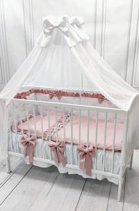 Poszewki z falbanką i koronką 75x100 do łóżeczka, do kołyski Evlin