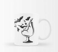 Кружка с бокалом и летучими мышами прочная печать
