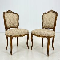 Komplet 2 drewnianych krzeseł w stylu barokowym z tapicerką 48x46x91 cm, 49