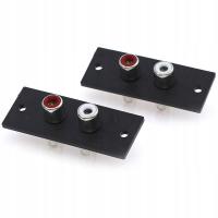 2pcs 2 Way Copper Core RCA Terminal Wall Panel Plate Input Phono Chas Plug