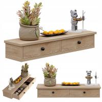 PÓŁKA WISZĄCA Z SZUFLADAMI BRĄZOWA NOWOCZESNA SZAFKA LOFT SYPIALNIA ŚCIENNA