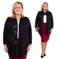 Czarny sweterkowy kardigan z kwiatem