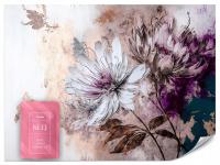 FOTOTAPETA DO SALONU KWIATY ROŚLINY LIŚCIE ABSTRAKCJA BETON MURAL 368x254