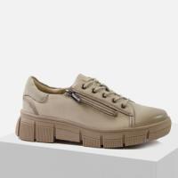 Sneakersy damskie CAMBELL Beżowe skórzane półbuty na platformie 19305