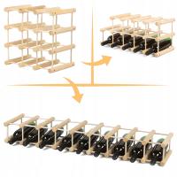 Винная стойка для бутылок, 9 бутылок, Сосновая модульная твердая ЭКО-древесина