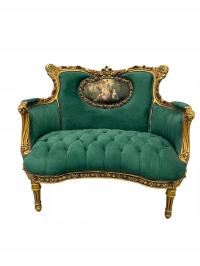 BAROKOWA - STYLOWA SOFA ZIELONA Z OBRAZKIEM