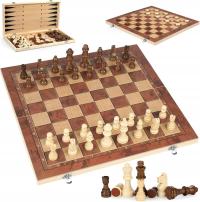Przenośna drewniana gra szachowa 3 w 1 warcaby 29x29cm XINLIYE