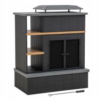 Kominek opalany drewnem ETNA 1.06m x 0.6m z kominem i uchwytami na drewno