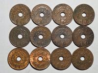 Holenderskie Indie Wschodnie 12 monety 1 cent 1936-1945 rok mix-NR0179