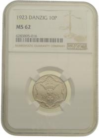 Wolne Miasto Gdańsk - 10 fenigów 1923 r. - Grading NGC MS62