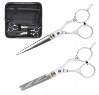 Zestaw Nożyczki Fryzjerskie + Degażówki Do Cięcia Włosów + Grzebień + Etui