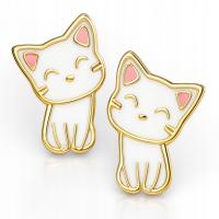 Серебряные серьги для девочек дети котята шпильки посеребренные