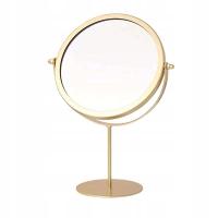 Косметическое зеркало золотое круглое стоящее для туалетного столика для женщины