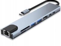 Verk 06331 USB-C HUB 8w1-PD 100W,HDMI, RJ45, 2xUSB-A, 1xUSB-C, czytnik kart