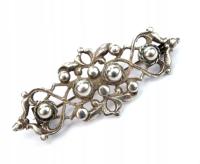Vintage Przedwojenna ornamentowa stara srebrna broszka kulki