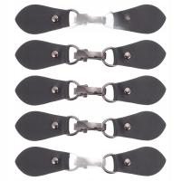 5PARY TRWAŁE METALOWO-SKÓRZANE ZAPIĘCIA DO UBRAŃ