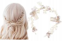 Свадебное украшение для волос, гребень, веточка - злотый цвет-свадебные бусы