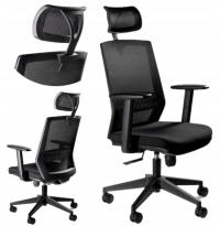 ОФИСНОЕ КРЕСЛО ЭРГОНОМИЧНОЕ ВРАЩАЮЩЕЕСЯ ESTA ЧЕРНОЕ СЕТЧАТОЕ НАСТОЛЬНОЕ КРЕСЛО