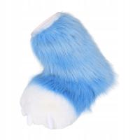 Fuzzy Paw kapcie Cosplay Cartoon buty domowe pluszowa bestia stopa zwierzęca niebieska