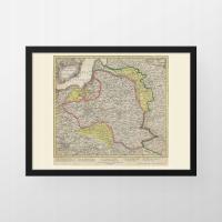 Stara mapa Rzeczypospolitej przed I rozbiorem - 1773 - Perthées - 50x40cm