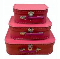 MALINOWE - Dekoracyjne walizeczki 3 szt. Kazeto