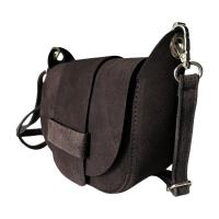 Шоколадная замшевая сумка подковка коричневая итальянская замшевая сумка-мессенджер