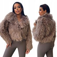 Мех короткие длинные волосы застежка на кнопках модный покрой мокко One size