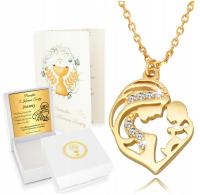 Золотая Цепочка 925 Ожерелье Медальон Сердце Мать Причастие Злотый Гравер