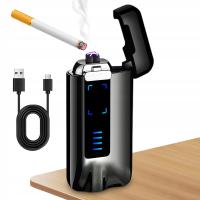 ŁADOWALNA ZAPALNICZKA PLAZMOWA USB Z WSKAŹNIKIEM BATERII CZARNA