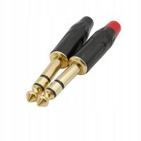 1pcs Red and 1pcs Black 6.35mm 3 Pole Dual Channel Stereo Audio Jack A Plug