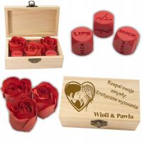 ДЕРЕВЯННАЯ КОРОБКА ПОДАРОК НА ДЕНЬ СВЯТОГО ВАЛЕНТИНА КУБИКИ ЭРОТИЧЕСКАЯ ИГРА ДЛЯ ПАР