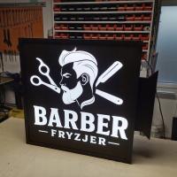 60x60 kaseton Baner Salon Fryzjerski Barber LED tablica reklamowa
