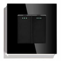 ВЫКЛЮЧАТЕЛЬ СВЕТА СТЕКЛЯННЫЙ ДВОЙНОЙ ПЕРЕКЛЮЧАТЕЛЬ ЧЕРНЫЙ