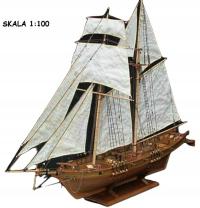 DREWNIANY ŻAGLOWIEC, ARMADA, STATEK DO ZŁOŻENIA NA BIURKO, SKALA 1:100