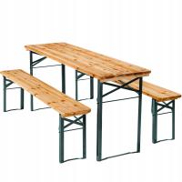 3-częściowy Zestaw ogrodowy piwny - Stół i dwie ławki