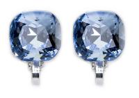 Jasno Niebieskie Klipsy Kiara Na Uszy Kwadraty Kryształy Szafir Modne