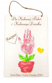 PREZENT NA DZIEŃ BABCI I DZIADKA LAURKA ODCISK DŁONI RAMKA PRZEDSZKOLE