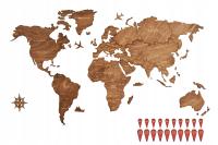 Drewniana Mapa Świata na Ścianę z Pinezkami 20 szt Dřevěná mapa světa