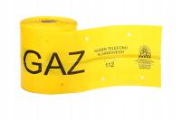 Taśma ostrzegawcza lokalizacyjna 20cm z wkładką metalową gaz żółta 100m