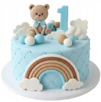 Набор коричневых плюшевых мишек с радугой и аксессуарами-фигурки из помадки для торта