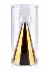 Świecznik złoty glamour szklany lampion RITA 25 cm