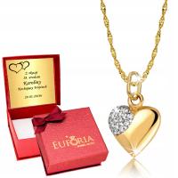 Золотая цепочка ожерелье злотый 585 сердце сердце женский подарок гравер