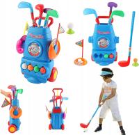 ZESTAW GRA MINI GOLF KIJE WÓZEK DOŁKI PIŁKI 14 EL.