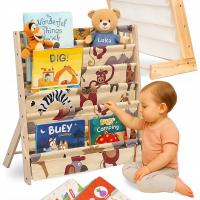 REGAŁ SZAFKA NA KSIĄŻKI DLA DZIECI STOJAK 79CM ORGANIZER 6 PÓŁEK ZWIERZĄTKA